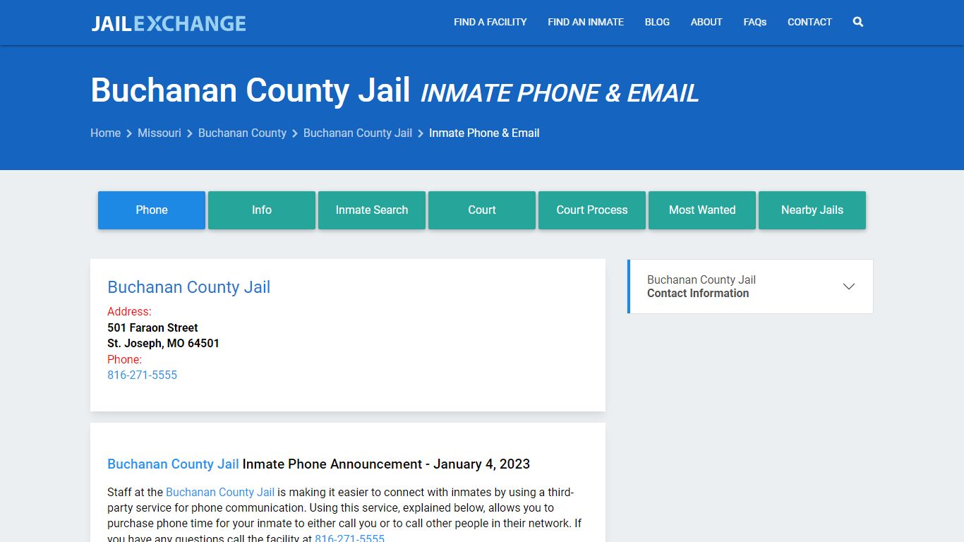 Inmate Phone - Buchanan County Jail, MO - Jail Exchange