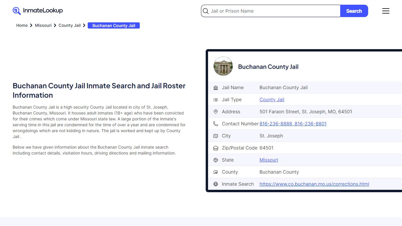 Buchanan County Jail Inmate Search and Jail Roster Information